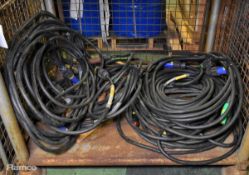 2x Sets of 5 H07RN-F 450/750V cables with Powerlock L1, L2, L3, N-Blue and E-Green connectors
