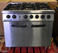 Blue Seal G750-6 stainless steel 6 burner gas oven range - W 900 x D 820 x H 900mm