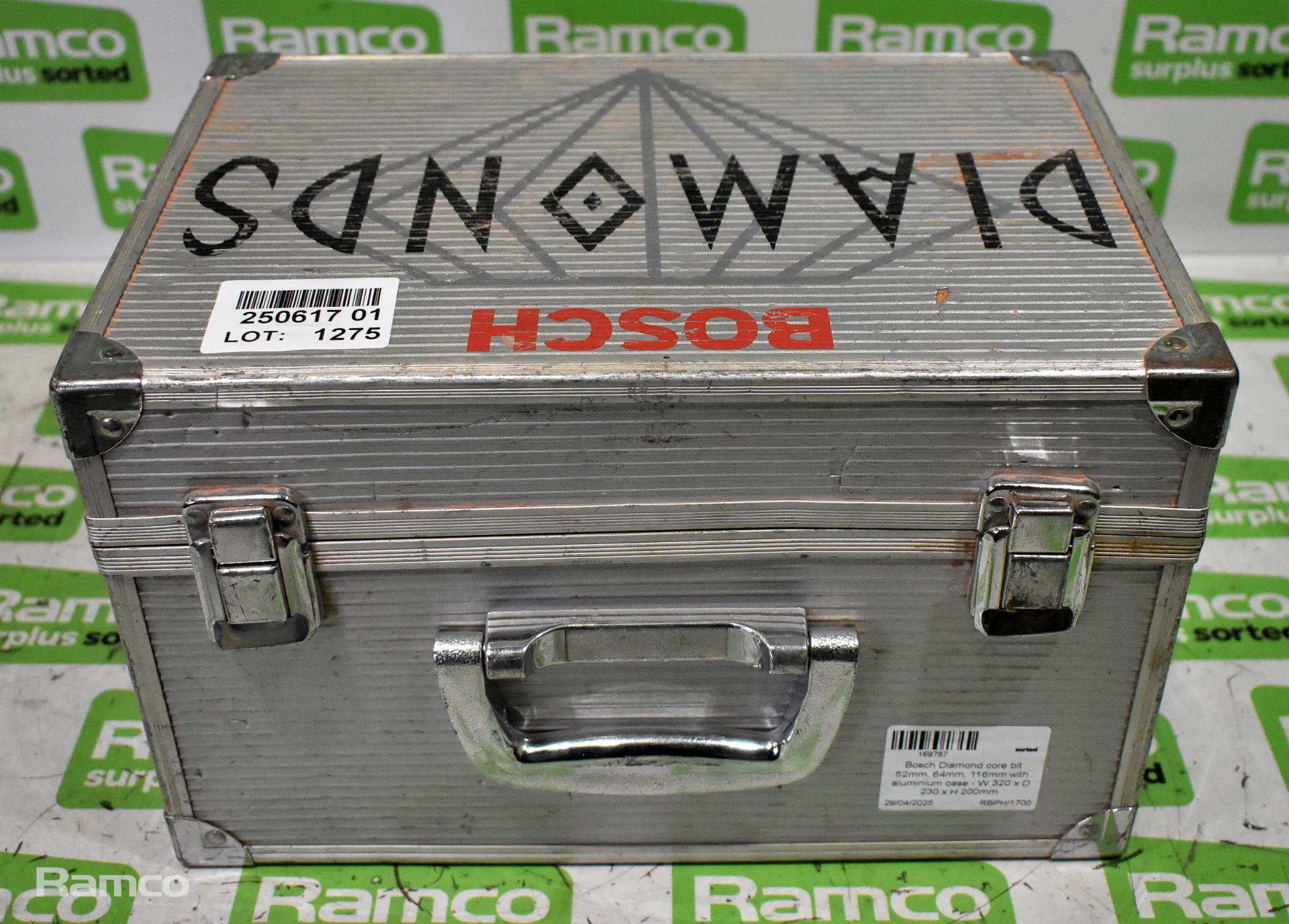 Bosch Diamond core bit 52mm, 64mm, 116mm with aluminium case - W 320 x D 230 x H 200mm - Image 7 of 7