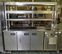 Foster PRO stainless steel 3 door refrigerated counter with two tier gantry