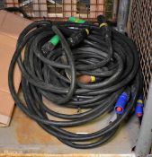 Set of 5 H07RN-F 450/750V cables with Powerlock L1, L2, L3, N-Blue and E-Green connectors