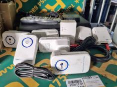 Collection of WiFi boosters - mixed brands and Sky box with remote