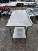 Stainless steel worktop with single shelf - W 1200 x D 650 x H 860mm