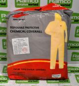218x Disposable yellow coveralls - mixed sizes - expired