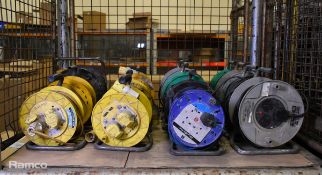 Mixed electric extension cable reels - 8x 240V and 6x 110V 25m approx