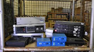 Collection of audio components - cassette tape recorders, microphone mixers and more - see pictures