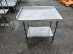 Stainless steel corner worktop with single shelf - W 900 x D 590 x H 870mm