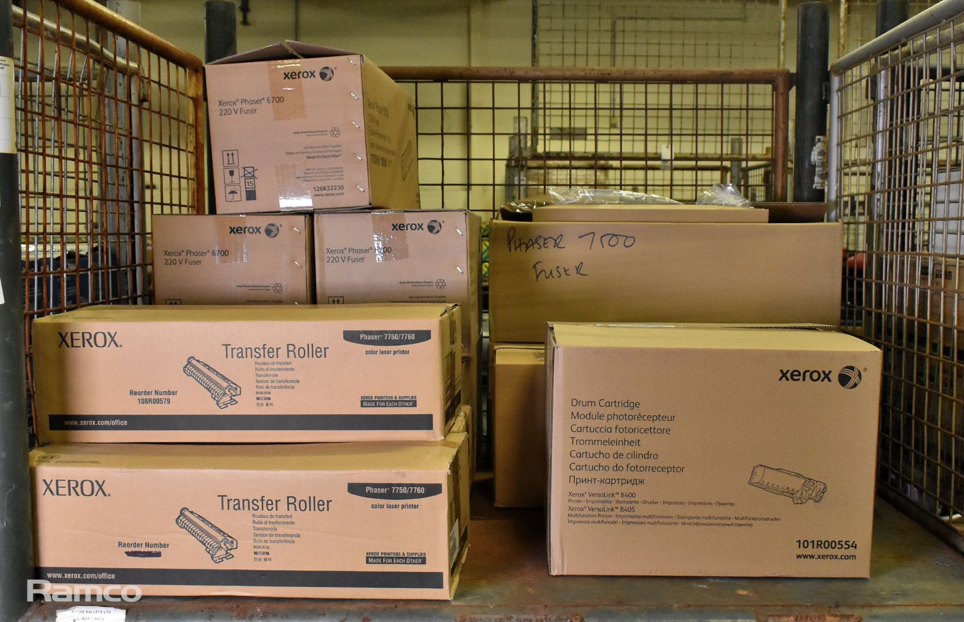 Mixed Xerox Phaser 6700 220V fuser, 7750/7760 transfer roller & 7500 fuser drum cartridge