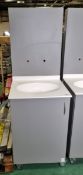 Free standing single hand wash station in grey - NO TAPS