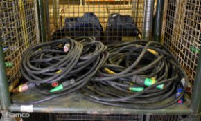 2x Sets of 5 H07RN-F 450/750V cables with Powerlock L1, L2, L3, N-Blue and E-Green connectors