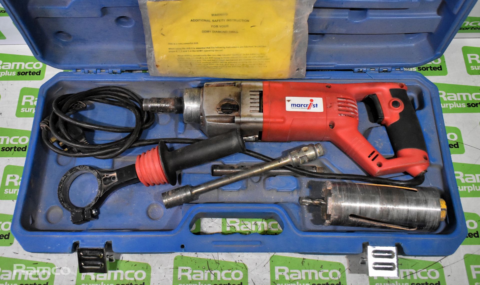 Marcrist DDM1-230 Impact diamond drill with 65mm core bit, extension bars and case - Image 2 of 8
