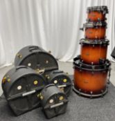Tama Starclassic drum kit in dark cherry burst (22, 16, 12, 10 inch drums) with Hardcase cases