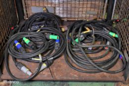 2x Sets of 5 H07RN-F 450/750V cables with Powerlock L1, L2, L3, N-Blue and E-Green connectors