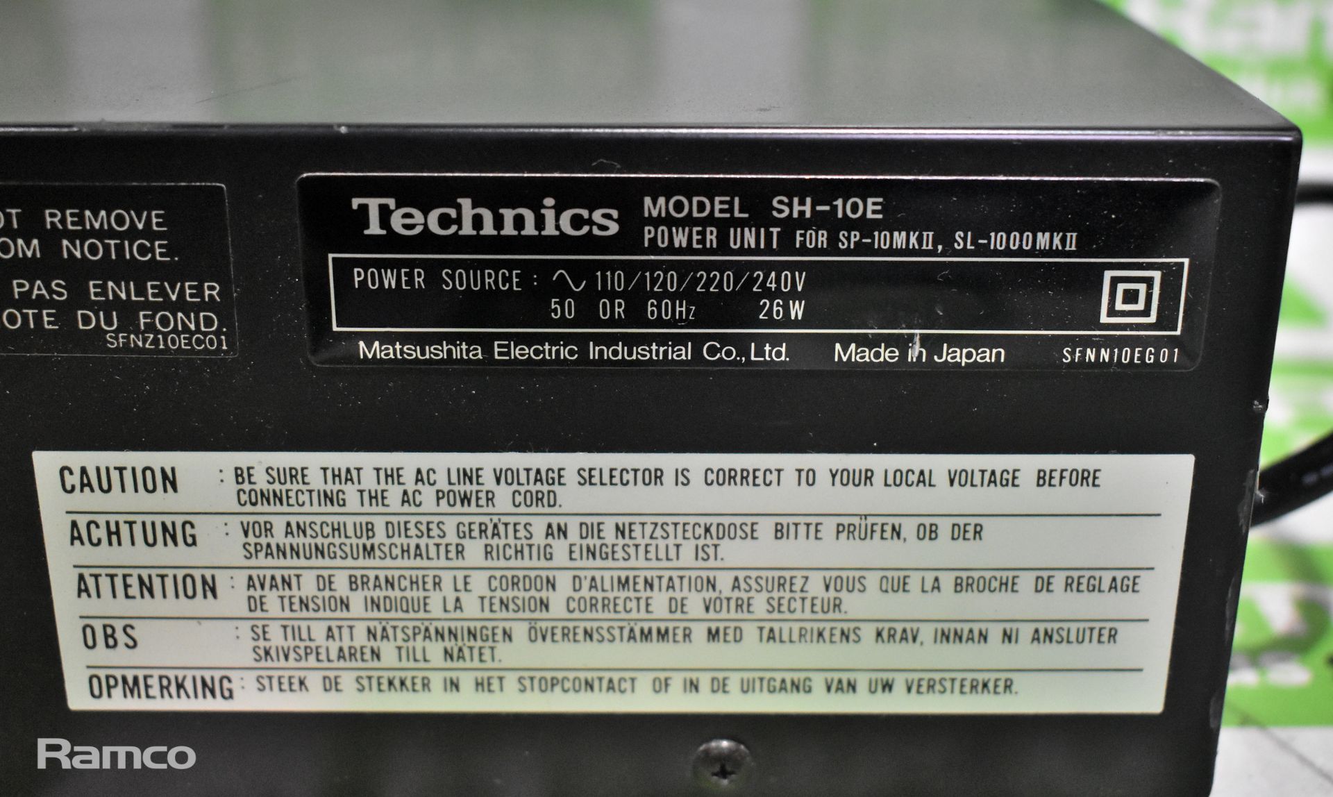 Technics SP-10MK2 direct drive turntable with Technics SH-10E power supply and tonearm unit - Image 6 of 8