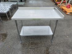 Stainless steel corner worktop with single shelf - W 1200 x D 700 x H 920mm