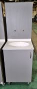Free standing single hand wash station in grey - NO TAPS