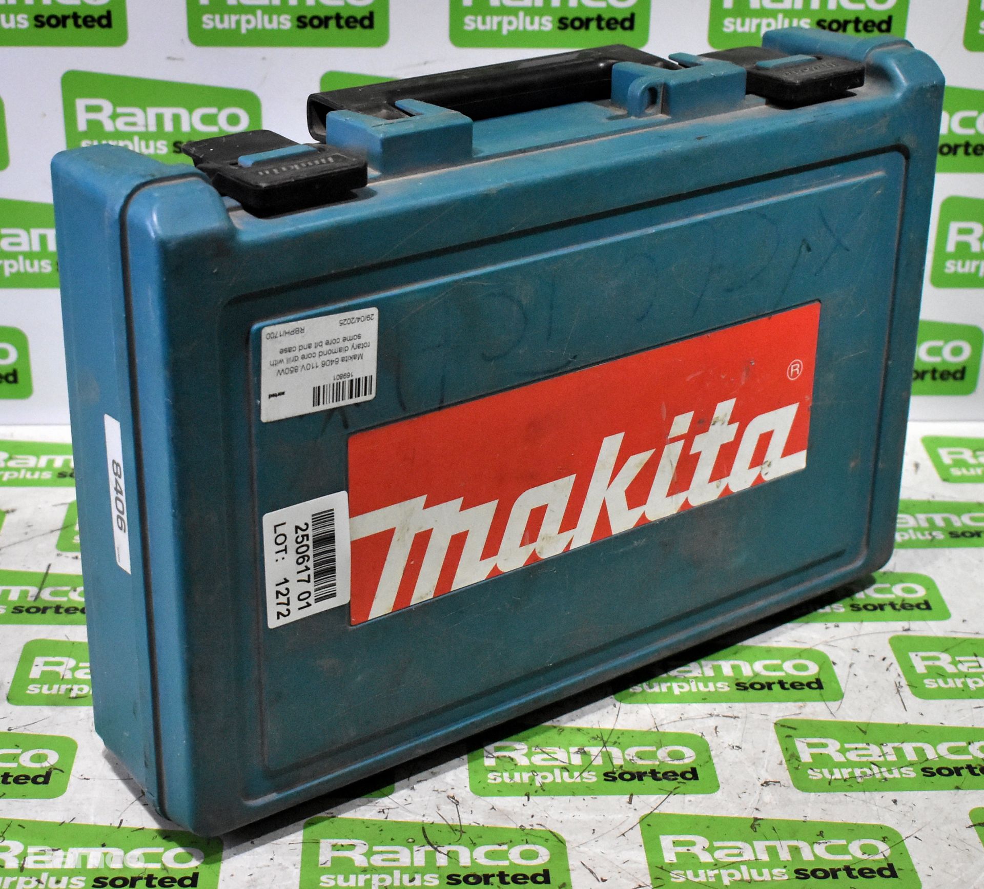 Makita 8406 110V 850W rotary diamond core drill with some core bit and case - Image 6 of 7