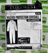 123x Disposable white coveralls - mixed sizes
