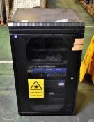 Mobile rack cabinet with audio/visual units - W 600 x D 600 x H 1010mm