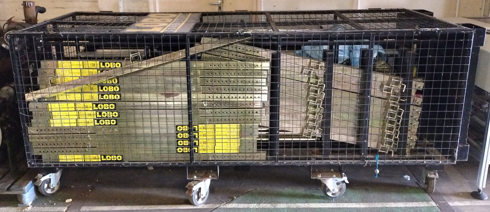 LOBO Systems tower scaffold set with LOBO Tower Store transportation storage cage