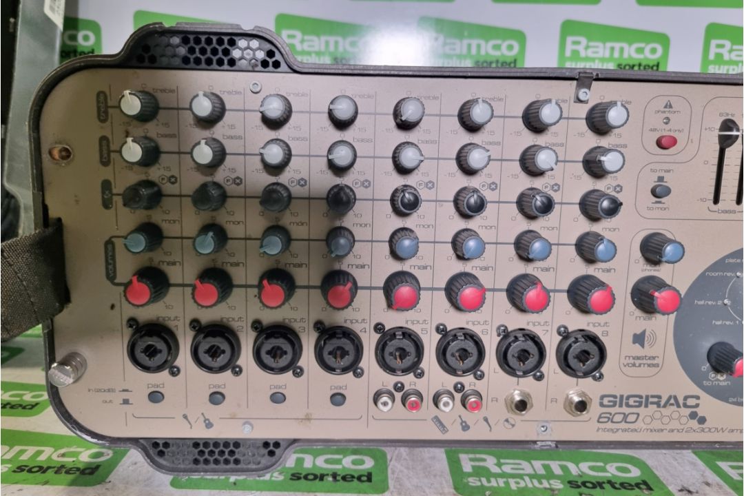 Gigrac 600 Soundcraft integrated mixer and 2x 300W amplifier with case - Image 3 of 7