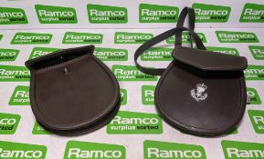27x Brown leather sporran with brown leather belt