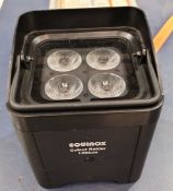 4x Equinox Colour Raider Lithium LED Uplighter in carry bag