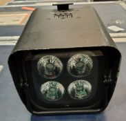 2x Equinox Colour Raider Lithium LED Uplighter in powered flight case - L 78 x W 55 x H 40cm