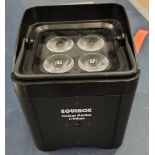 4x Equinox Colour Raider Lithium LED Uplighter in carry bag