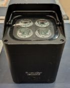 6x Equinox Colour Raider Lithium LED Uplighter in powered flight case - L 78 x W 55 x H 40cm