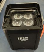8x Equinox Colour Raider Lithium LED Uplighter in 2x carry bag
