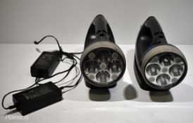 2x NightSearcher ProStar LED searchlights 123VDC - rechargeable