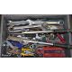 Tray of mixed hand tools - spanners, adjustable spanners, screwdrivers, snips, socket bits and ruler - Image 1 of 3