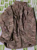 Various types of ex-military camo clothing - may include accessories - 202kg – may require repair