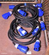 5x Electric extension cable lengths - IP44 32A-6h 220-250V - 5 Mtr