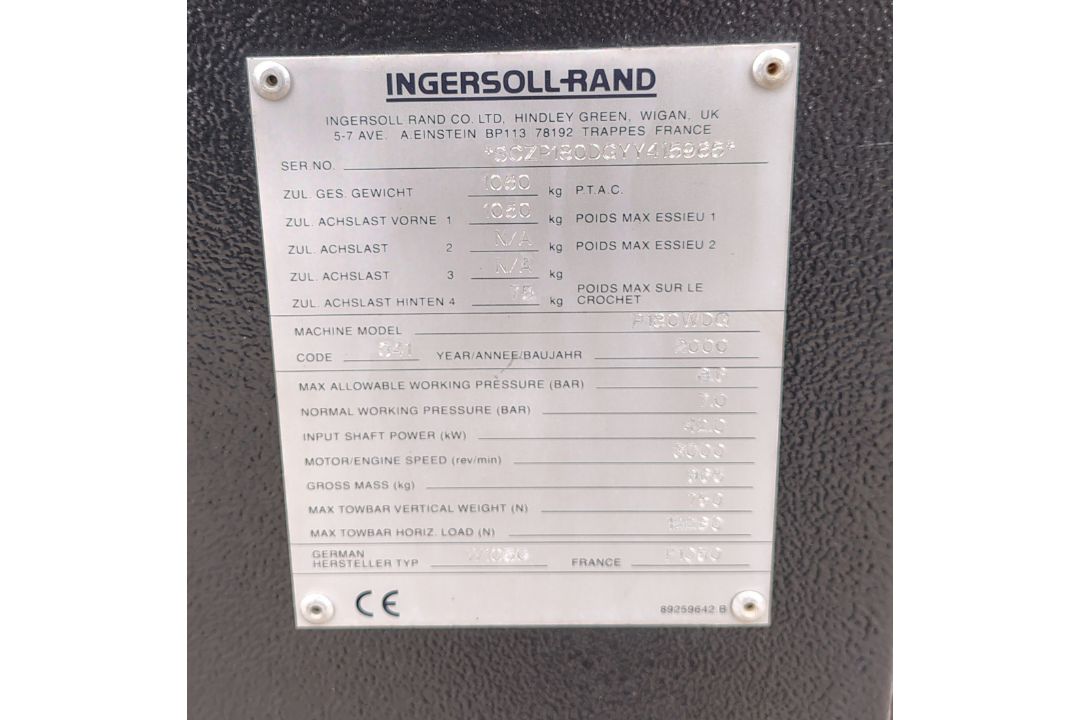 Ingersoll-Rand P180WDG portable compressor - Working pressure: 7 bar - Year: 2000 - 157 hours - Image 19 of 37