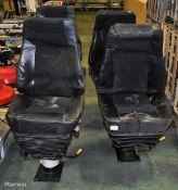 4x Black half leather captains chairs on pedestal