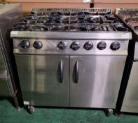 Moorwood Vulcan stainless steel 6 burner gas oven range - W 900 x D 765 x H 955mm