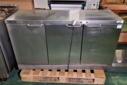 Stainless steel 3 door refrigerated counter - W 1350 x D 525 x H 750mm
