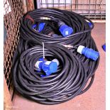 5x Electric extension cable lengths - IP44 32A-6h 220-250V - 20 Mtr