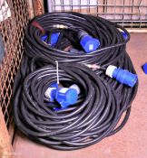 5x Electric extension cable lengths - IP44 32A-6h 220-250V - 20 Mtr