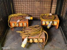 3x Blakley Electrics SOA/S4/4 110V 4 socket distribution assemblies with 32 Amp plug