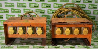 2x Blakley Electrics SOA/S4/4 110V 4 socket distribution assemblies with 32 Amp plug