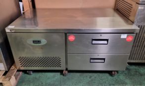 Foster LL2/1HD stainless steel two drawer low level refrigerated counter - W 1245 x D 800 x H 645mm