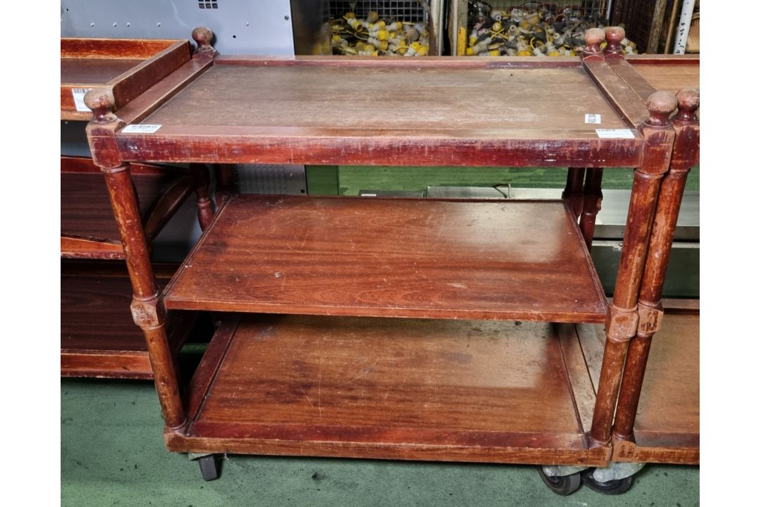 Wooden 3 tier service trolley - W 890 x D 545 x H 890mm - Image 1 of 3