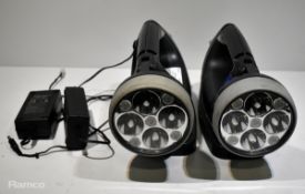 2x NightSearcher ProStar LED searchlights 123VDC - rechargeable