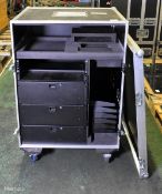 Generic Pro operation 15U rack wheeled flight case with 3x 4U drawer and 6x 175mm shelves
