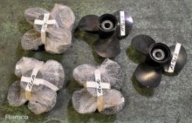 5x Boat propellers - 3 blade and 4 blade - mixed sizes