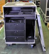 Generic Pro operation 15U rack wheeled flight case with 3x 4U drawer and 6x 175mm shelves
