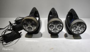 3x NightSearcher ProStar LED searchlights 123VDC - rechargeable